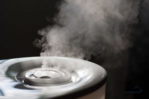 humidifier spreading mist into the living room