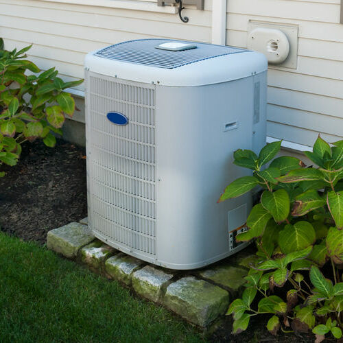 Single HVAC unit outside home